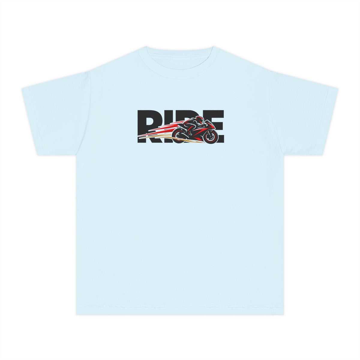 RIDE Sport Bike Youth T-Shirt | Sport Bike Rider Graphic | Kids Comfort Colors Youth Tee