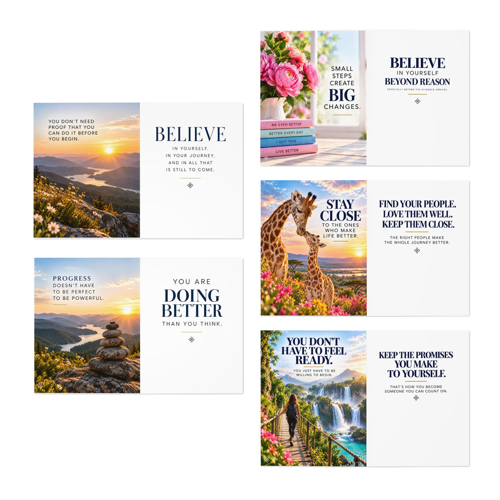 Inspirational & Encouragement Greeting Cards – Set of 5 with Envelopes, Inspirational Art Pack