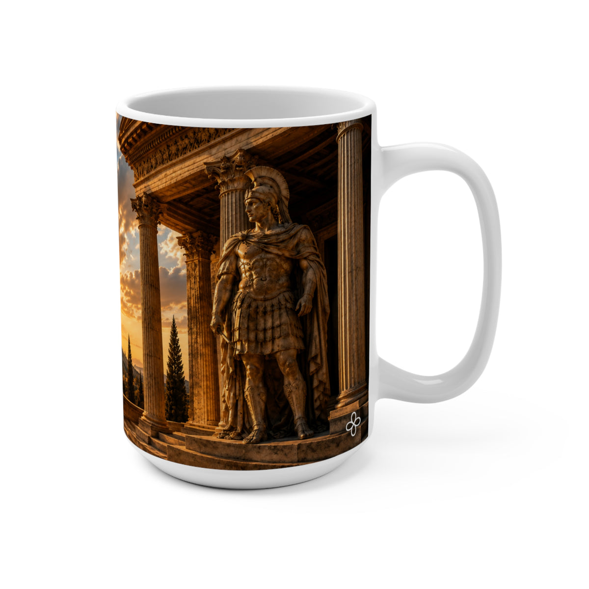 POWER - Greek Warrior Sculpture- The Greatest Power Is Mastering Yourself - 15 oz Inspirational Mug, Coffee Cup, Intentionalities