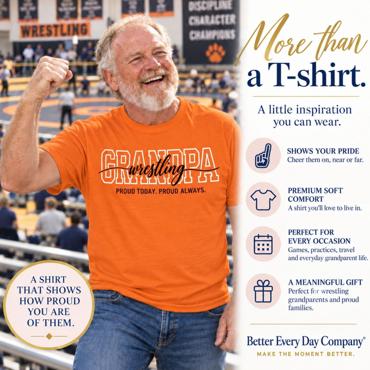 WRESTLING Grandpa Shirt - Proud Today. Proud Always. | Choose Your Team Shirt Color | Comfort Colors Tee