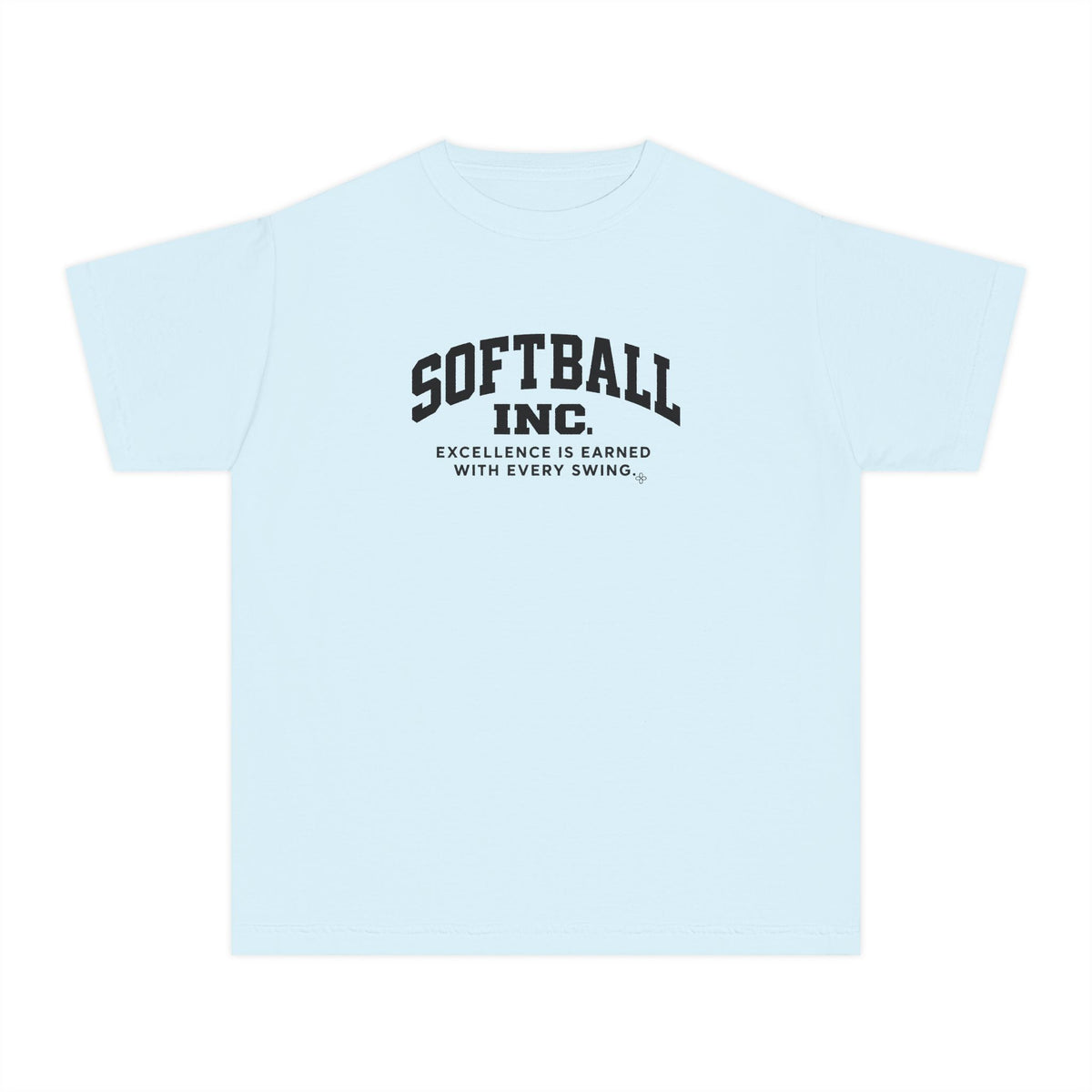 Softball Inc. Youth T-Shirt | Excellence Is Earned With Every Swing | Girls Softball Comfort Colors Youth Tee