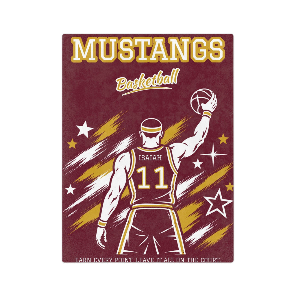 Personalized Basketball Blanket - Player Spotlight Design | Custom Team Name, Number & Player Name | 2 Styles, Your Team Colors | Plush Throw