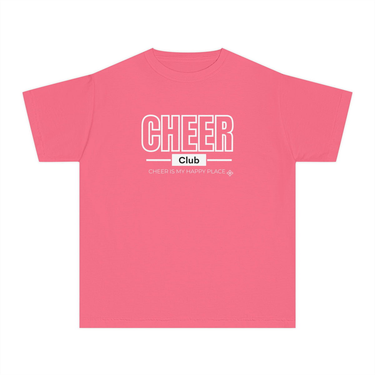 Cheer Club Youth T-Shirt | Cheer Is My Happy Place | Girls Cheer Comfort Colors Youth Tee