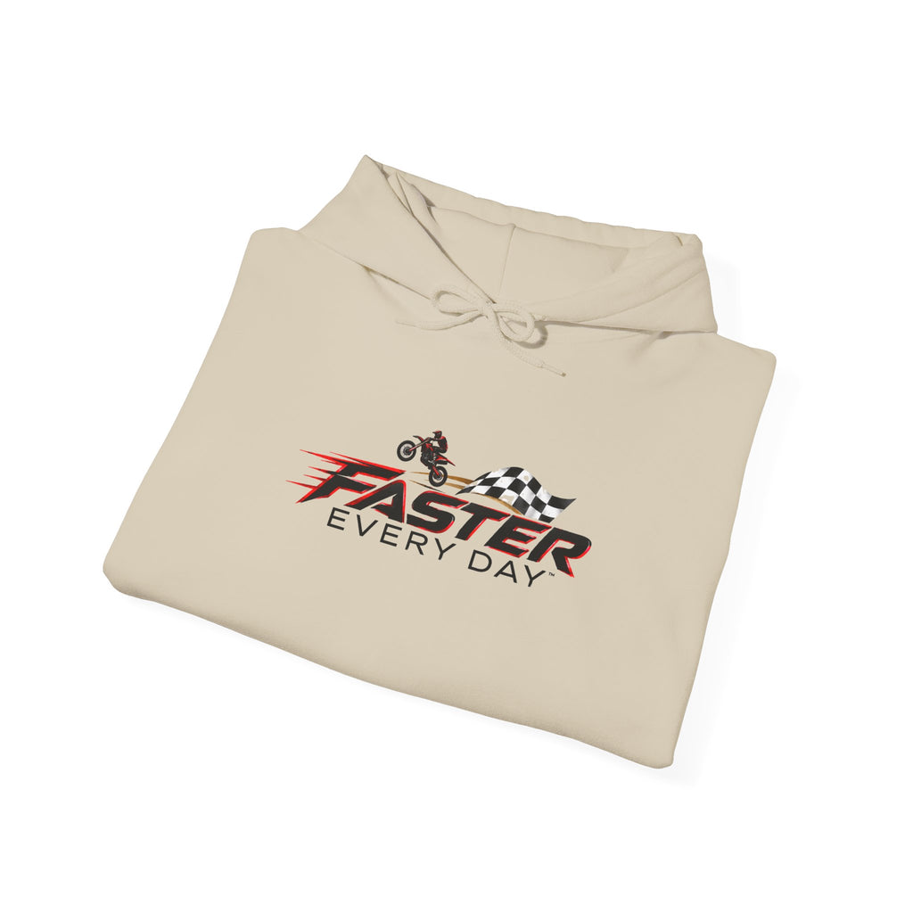 Faster Every Day Dirt Bike Checkered Flag Logo Hoodie | Motocross Gift | Gildan Hoodie