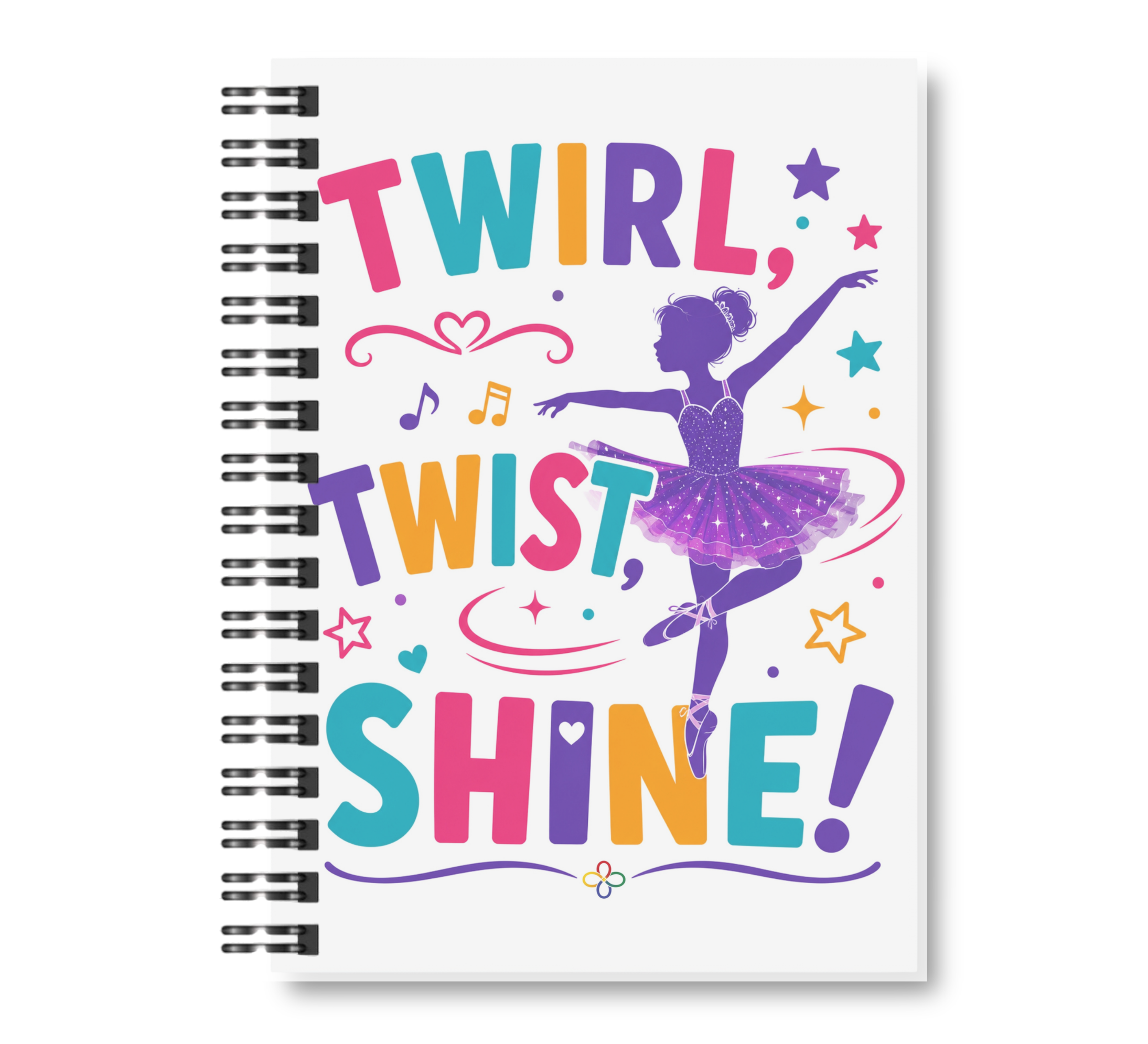 Dance Notebook - 10 CHOICES - 8.5"x11" Wide Ruled Blank Notebook, Spiral Bound
