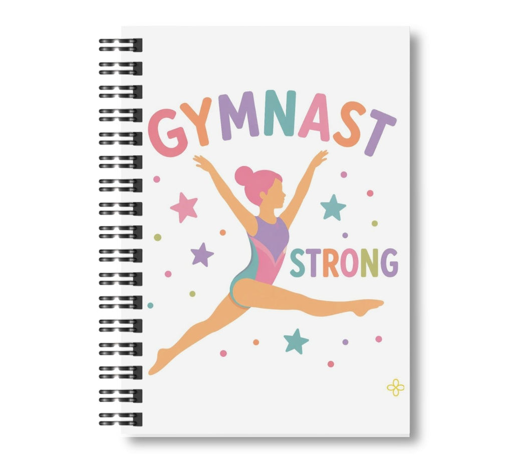 Gymnast Strong, Dance Notebook, 8.5"x11" Wide Ruled, Kids Notebook, Blank Notebook, Spiral Bound