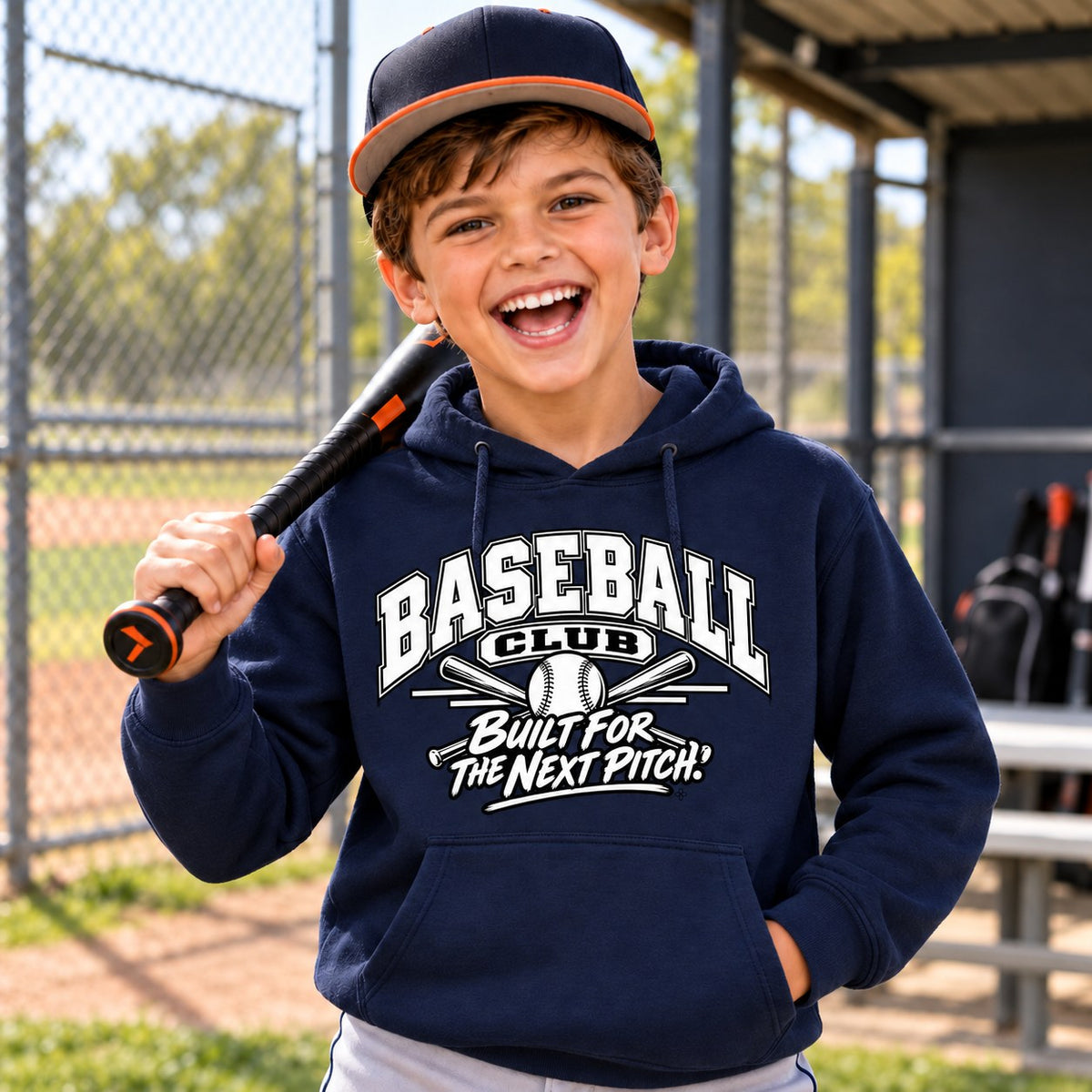 Baseball Club Youth Hoodie lifestyle photo