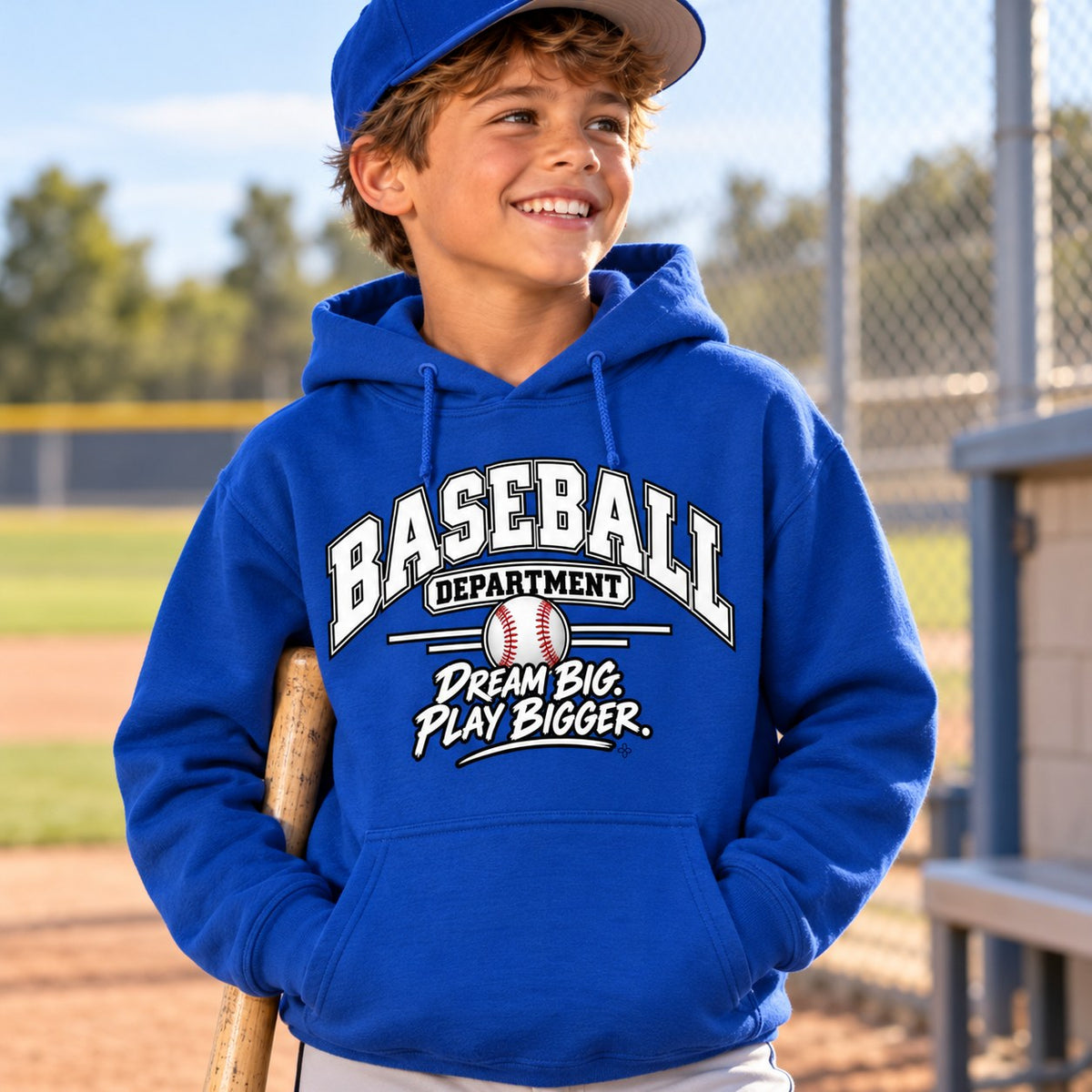 Baseball Department Youth Hoodie lifestyle photo