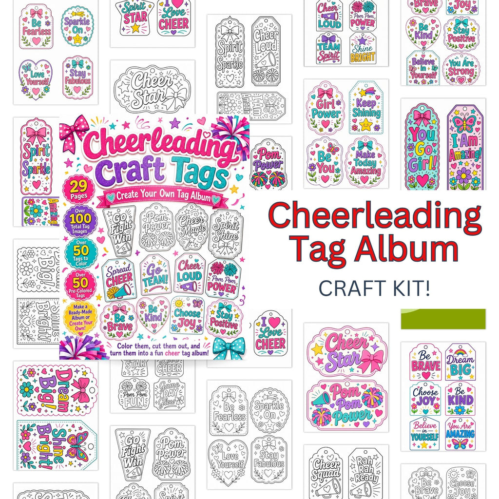 Cheerleading Craft Tags Printable Activity Book | Digital Download, Cheerleader Crafts, Scrapbook