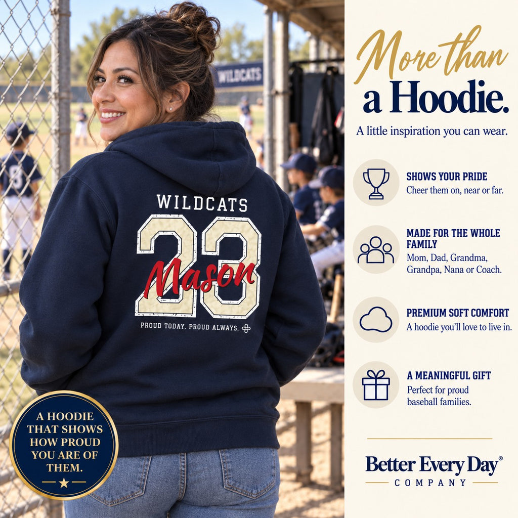 Personalized Baseball family jersey Hoodie - back with team name, number and name
