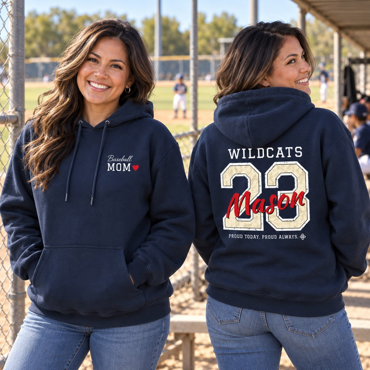 Personalized Baseball family jersey Hoodie - front and back