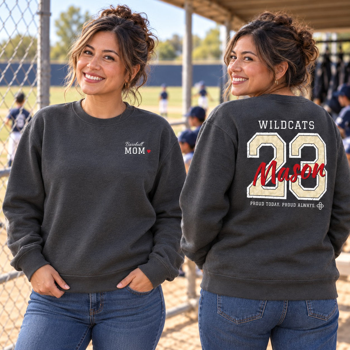 Personalized Baseball family jersey Sweatshirt - front and back