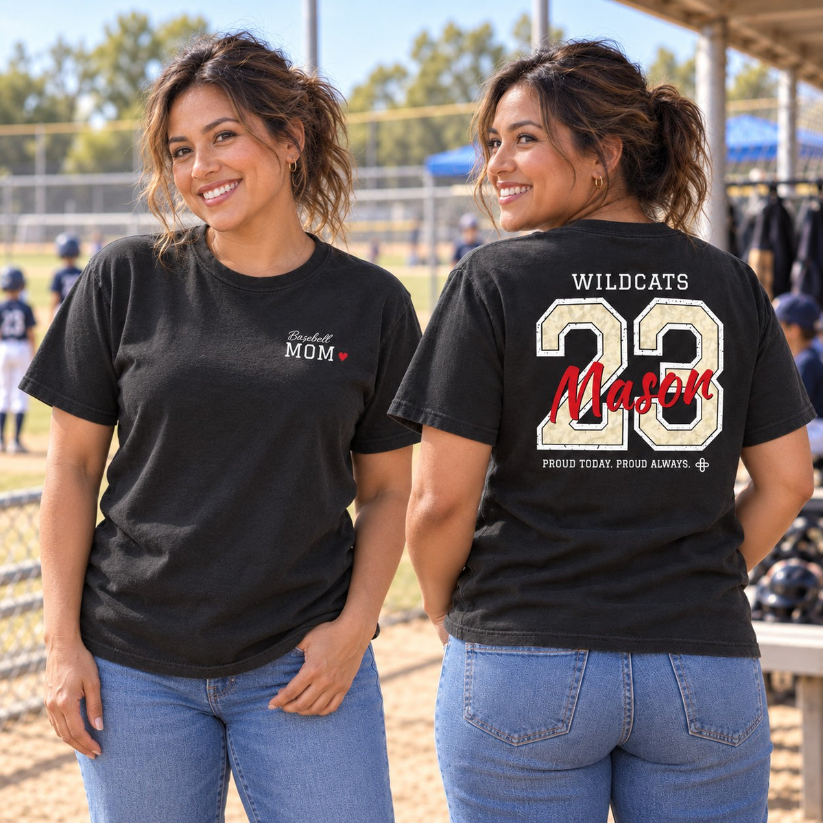 Personalized Baseball family jersey T-shirt - front and back
