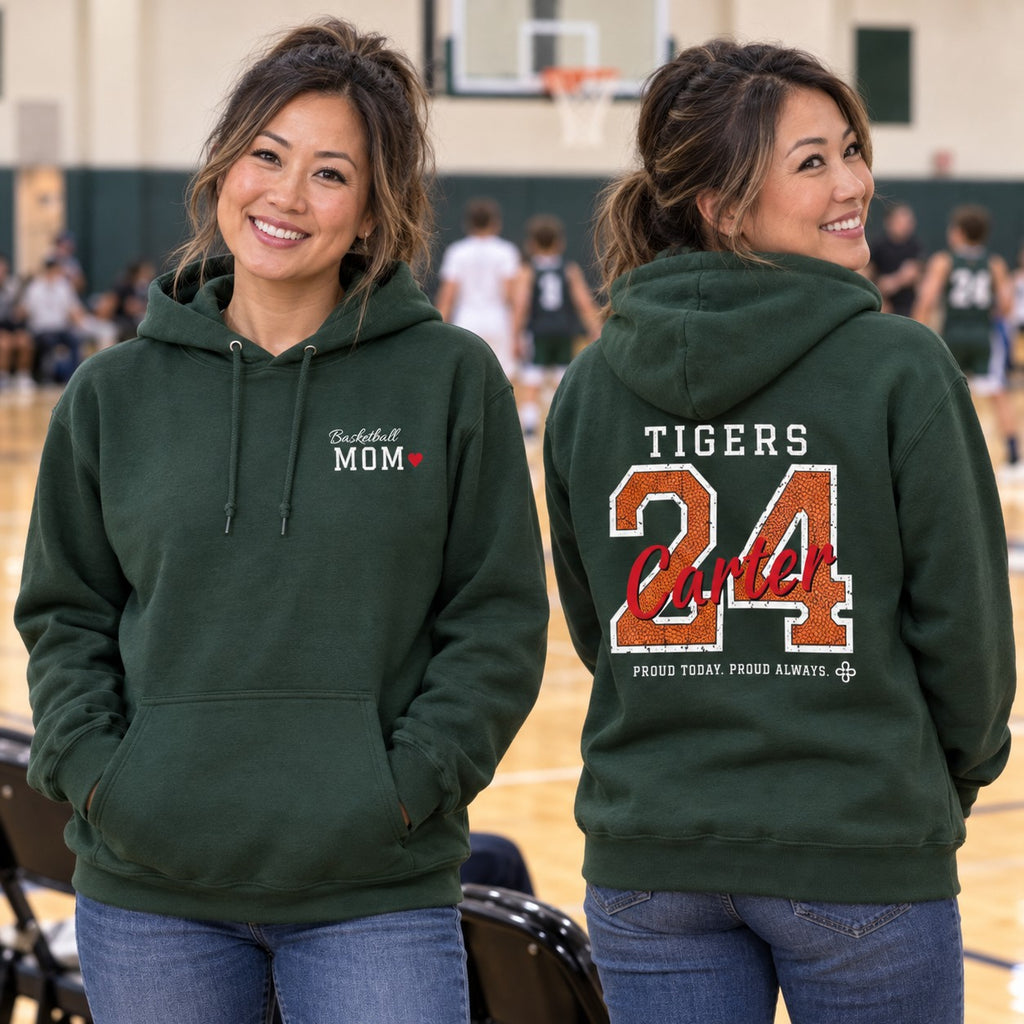 Personalized Basketball family jersey Hoodie - front and back