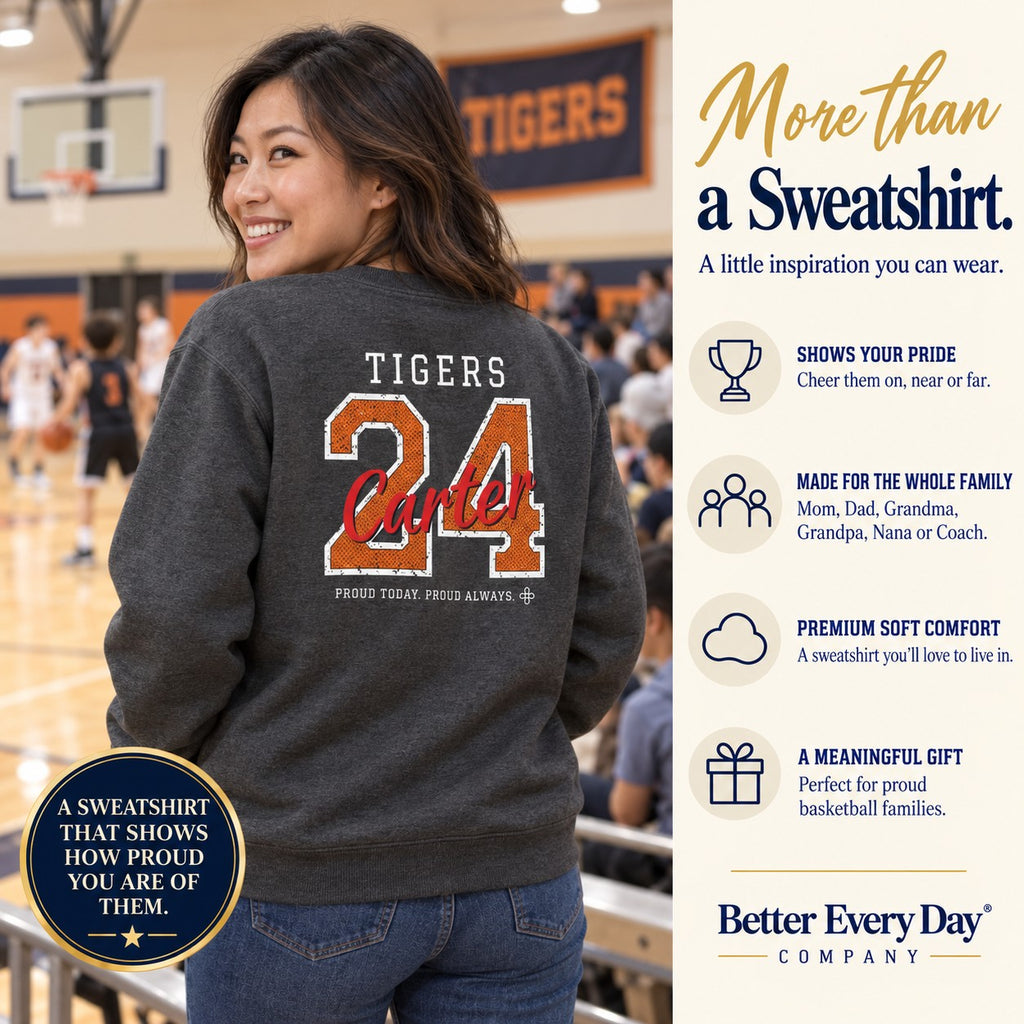 Personalized Basketball family jersey Sweatshirt - back with team name, number and name