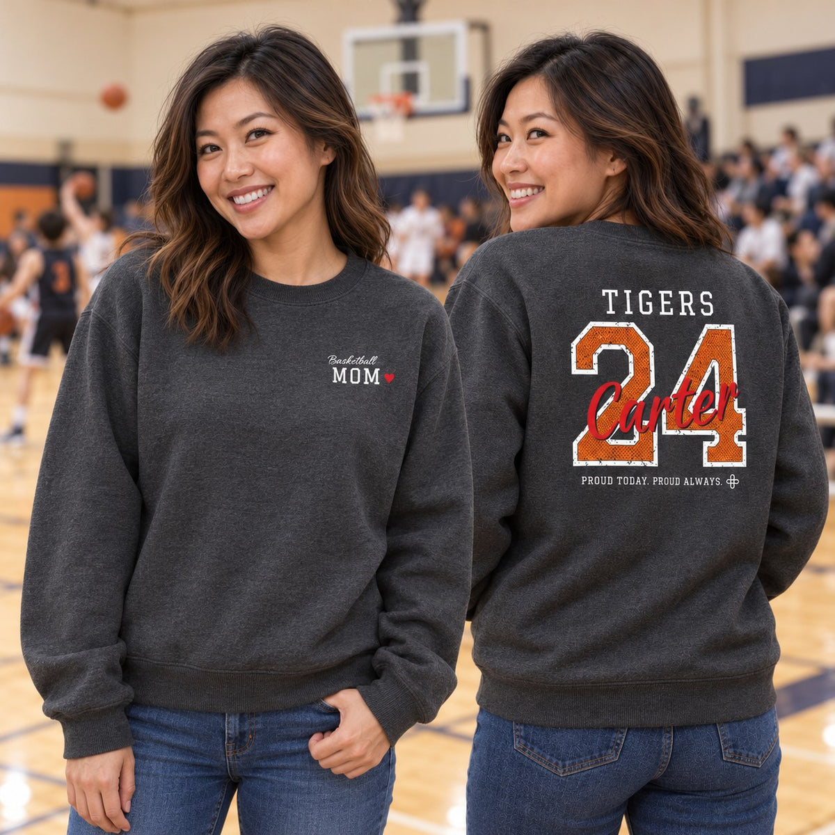 Personalized Basketball family jersey Sweatshirt - front and back