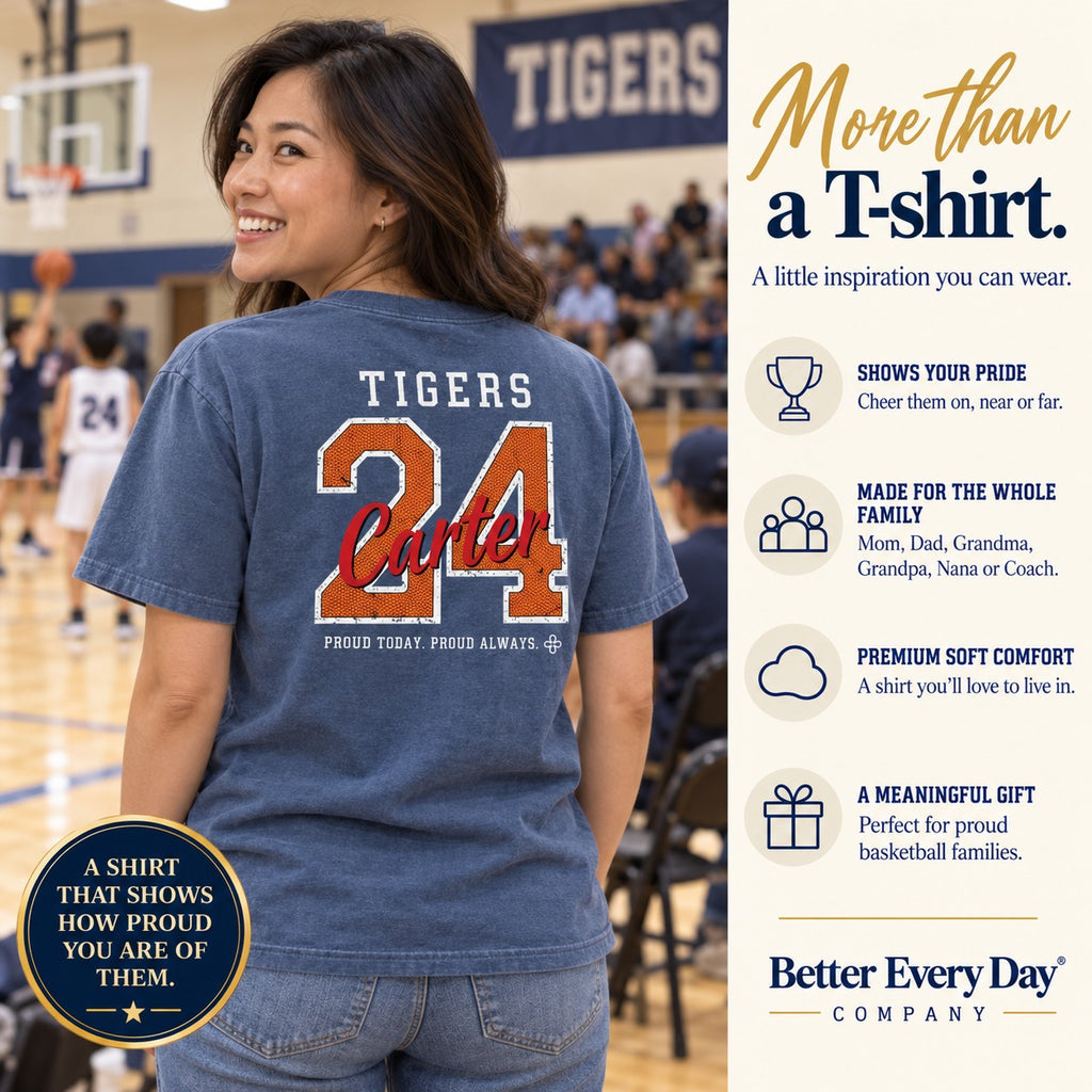 Personalized Basketball family jersey T-shirt - back with team name, number and name