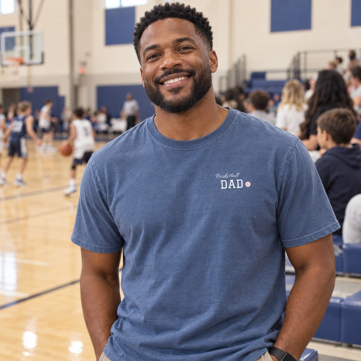 Personalized Basketball family jersey T-shirt - front with custom name and little extra