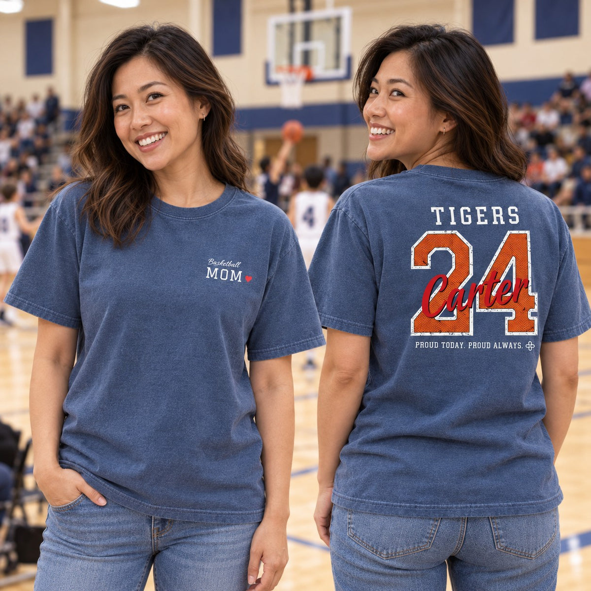 Personalized Basketball family jersey T-shirt - front and back