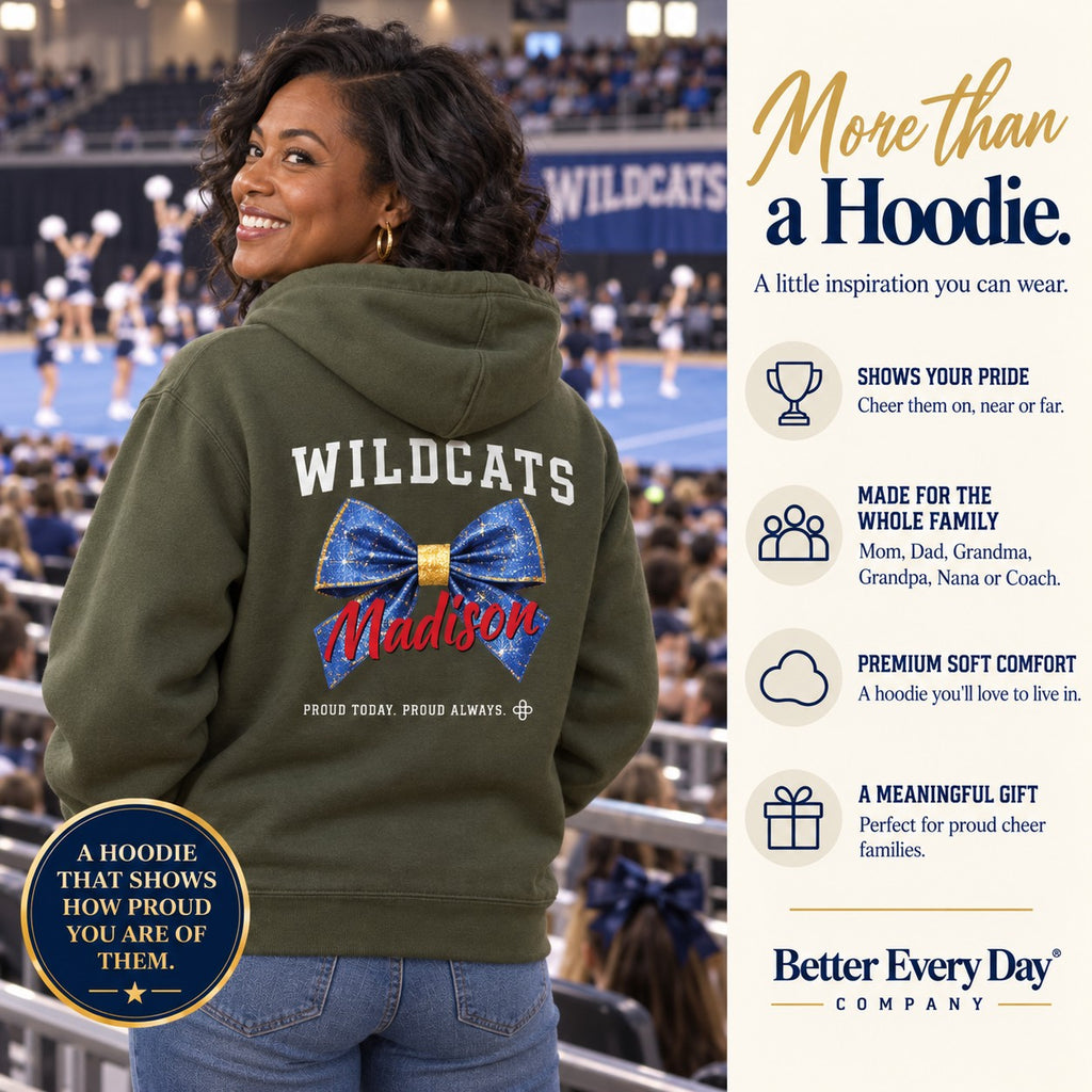 Personalized Cheer family jersey Hoodie - back with team name, figure and name