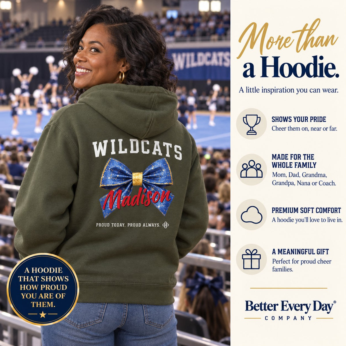 Personalized Cheer family jersey Hoodie - back with team name, figure and name