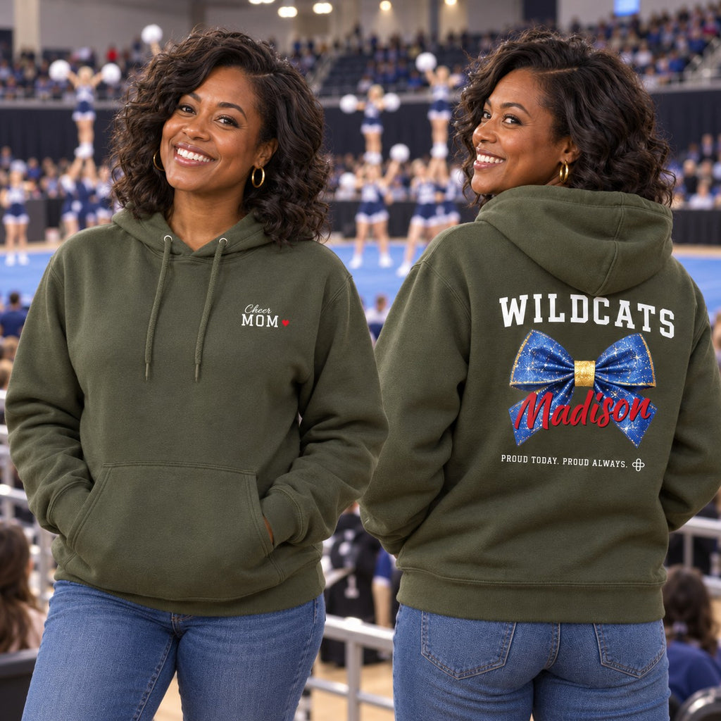 Personalized Cheer family jersey Hoodie - front and back