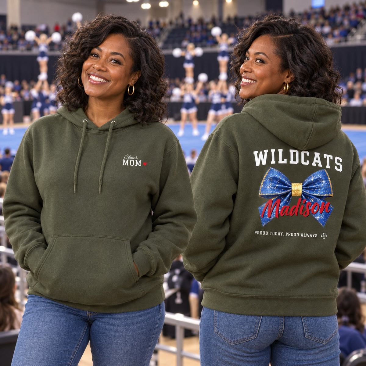 Personalized Cheer family jersey Hoodie - front and back