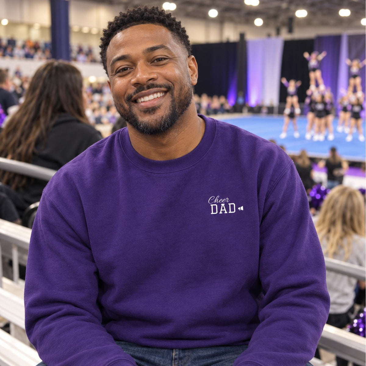 Personalized Cheer family jersey Sweatshirt - front with custom name and little extra