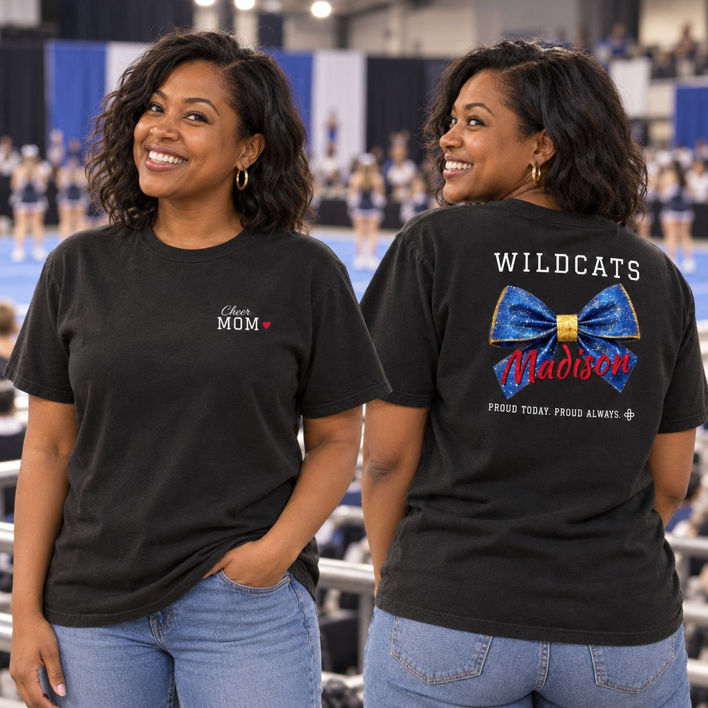 Personalized Cheer family jersey T-shirt - front and back