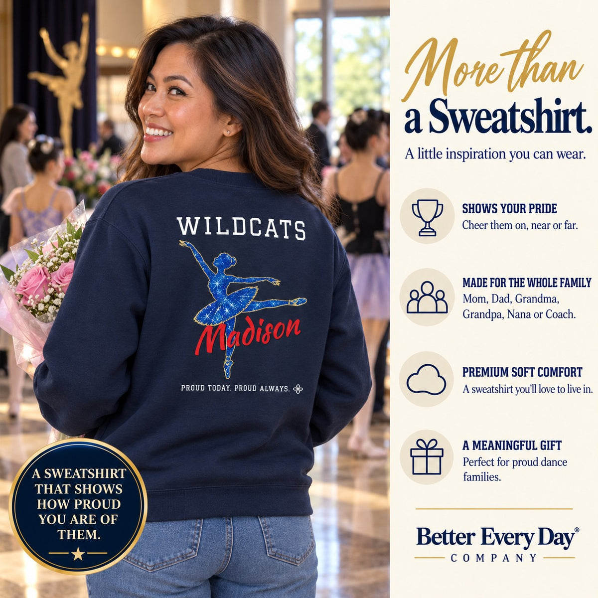 Personalized Dance family jersey Sweatshirt - back with team name, figure and name