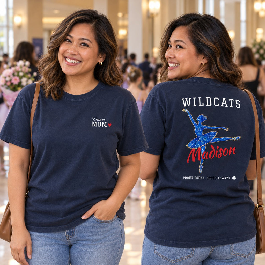 Personalized Dance family jersey T-shirt - front and back