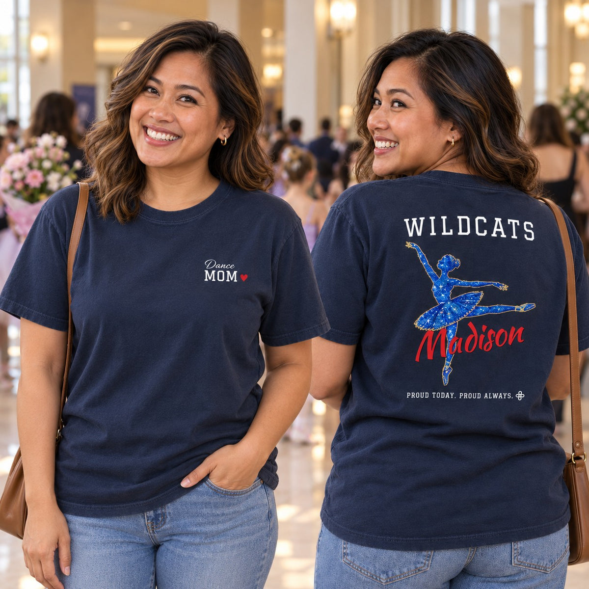 Personalized Dance family jersey T-shirt - front and back