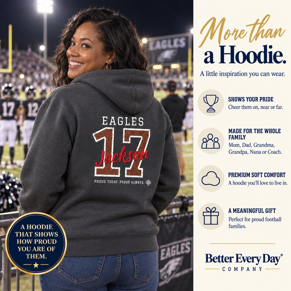 Personalized Football family jersey Hoodie - back with team name, number and name