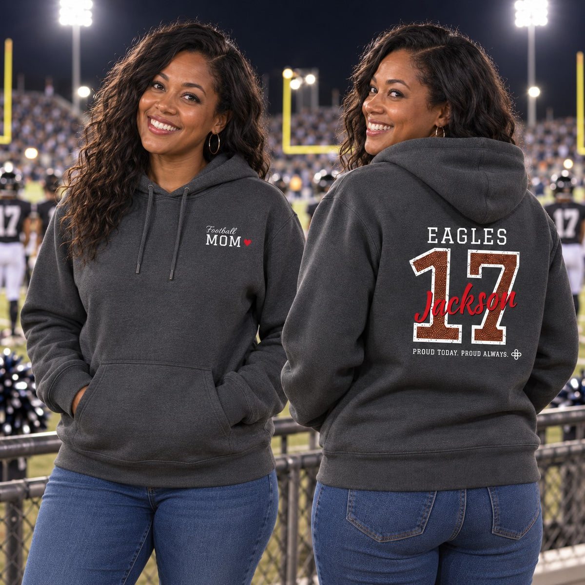 Personalized Football family jersey Hoodie - front and back