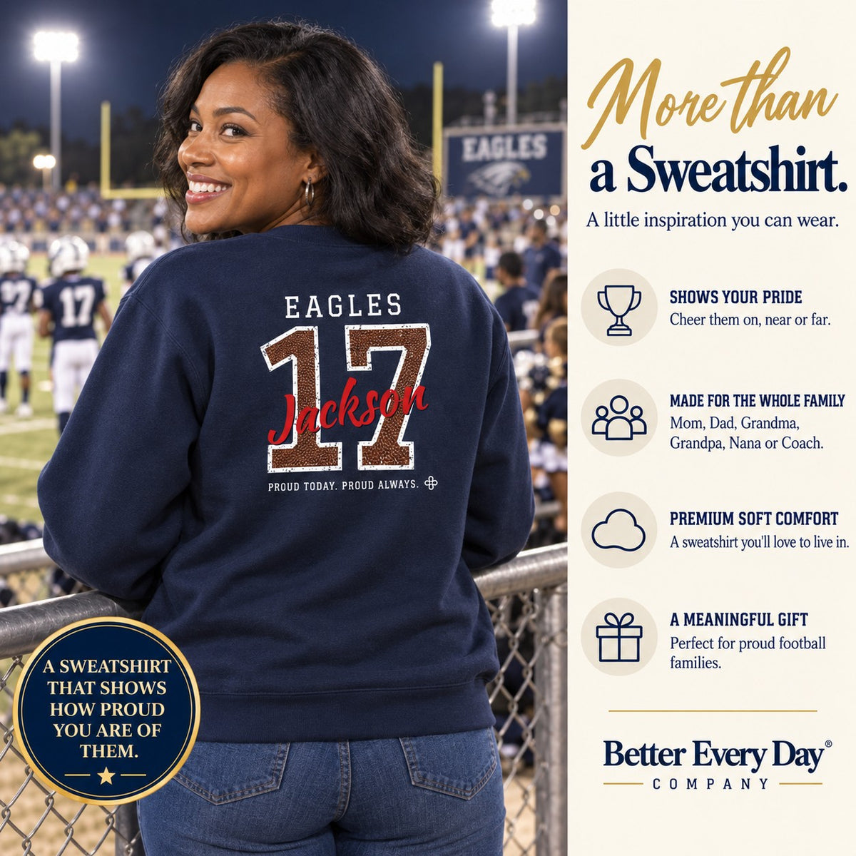 Personalized Football family jersey Sweatshirt - back with team name, number and name