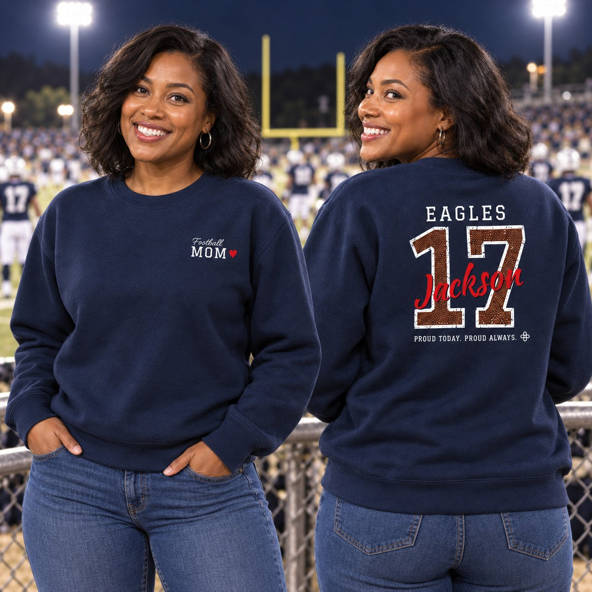 Personalized Football family jersey Sweatshirt - front and back