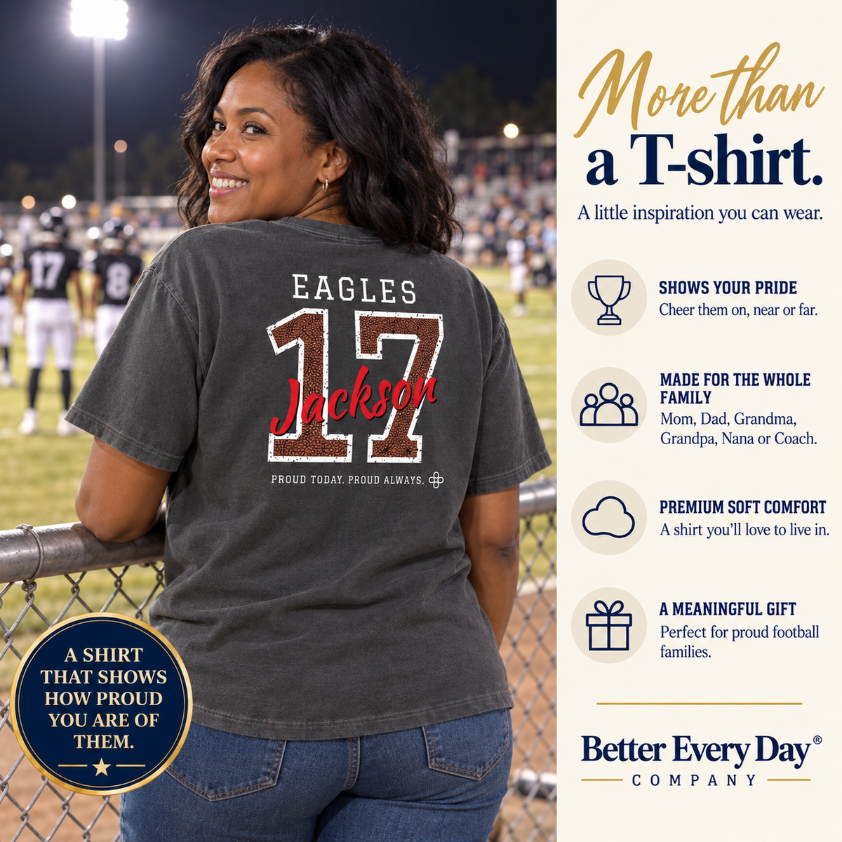 Personalized Football family jersey T-shirt - Proud Today. Proud Always.