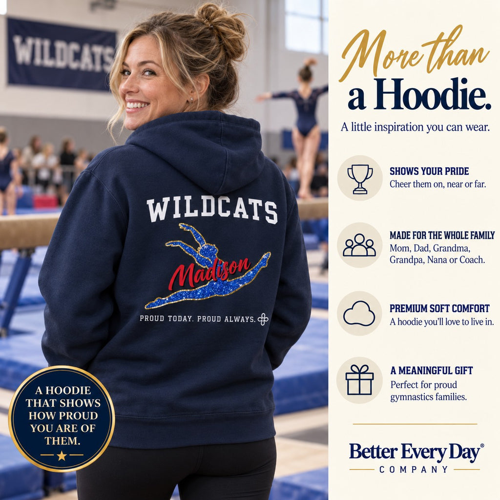 Personalized Gymnastics family jersey Hoodie - back with team name, figure and name