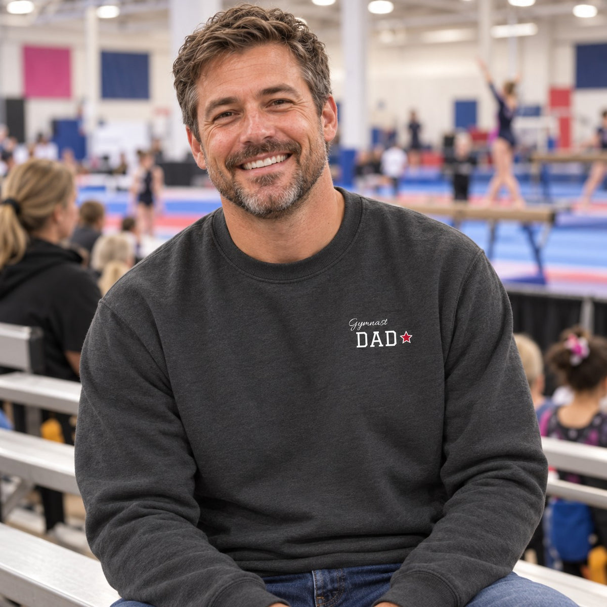 Personalized Gymnastics family jersey Sweatshirt - front with custom name and little extra