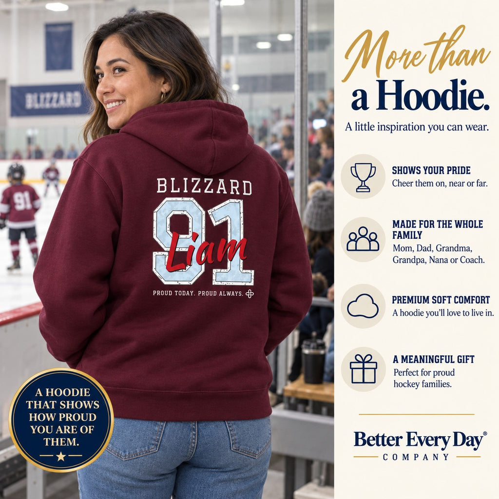 Personalized Hockey family jersey Hoodie - back with team name, number and name
