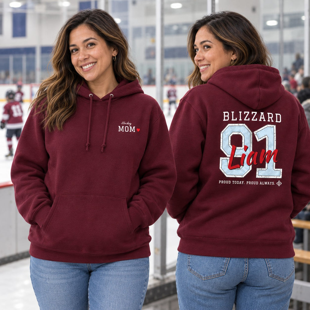 Personalized Hockey family jersey Hoodie - front and back