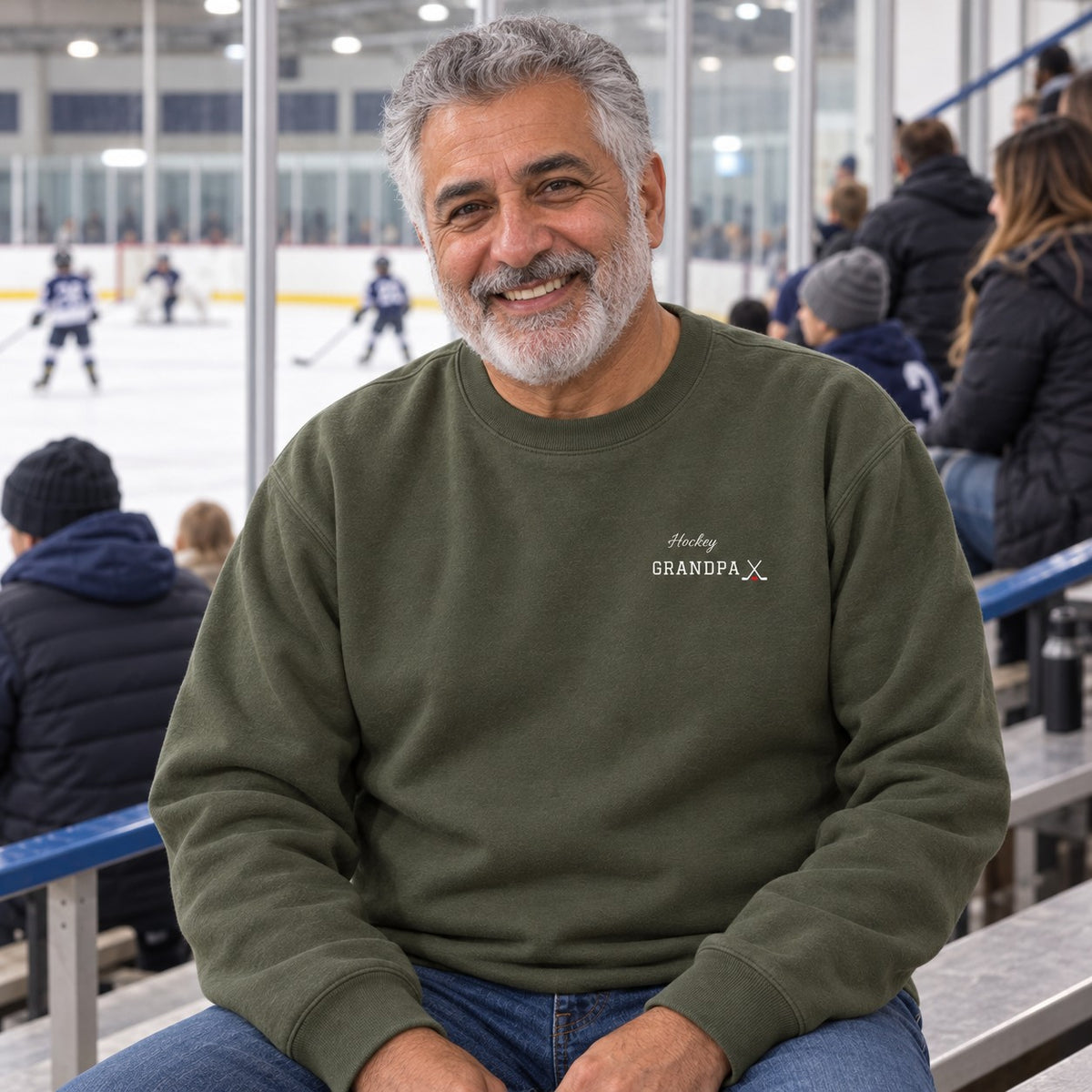 Personalized Hockey family jersey Sweatshirt - front with custom name and little extra