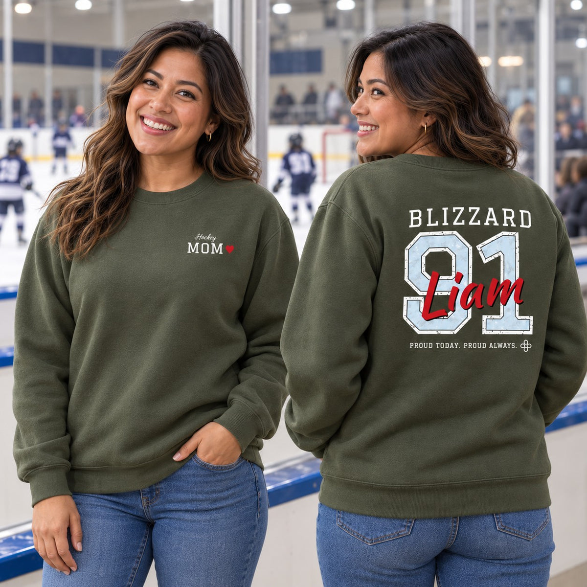 Personalized Hockey family jersey Sweatshirt - front and back