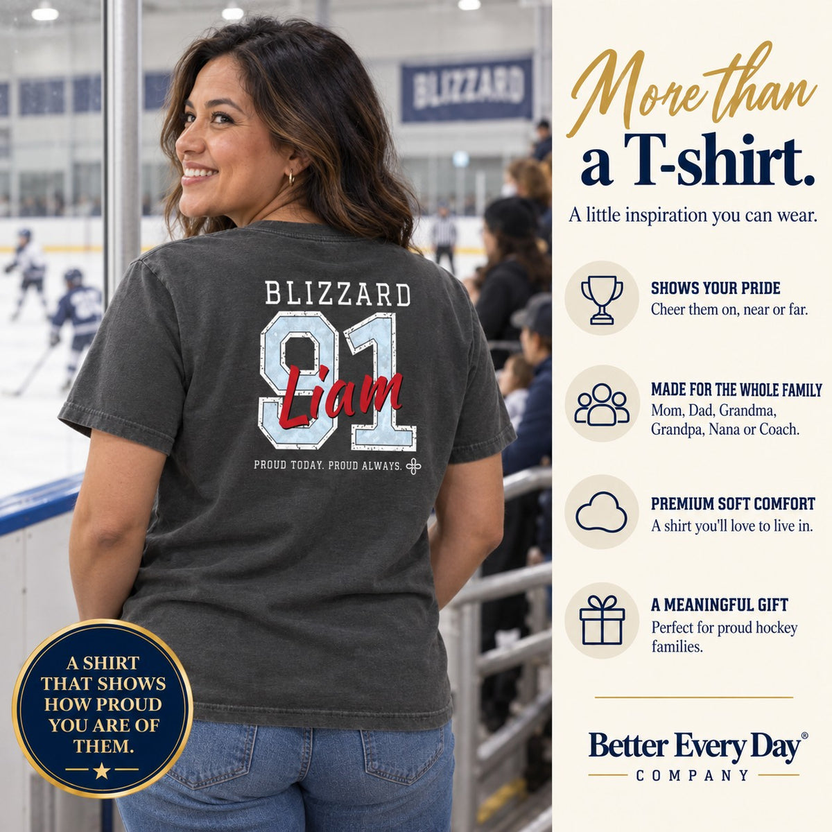 Personalized Hockey family jersey T-shirt - back with team name, number and name