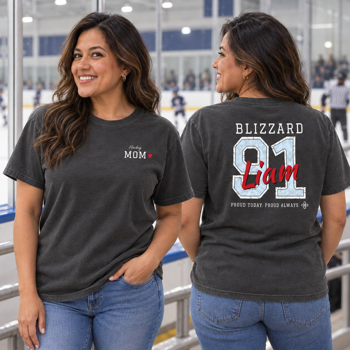 Personalized Hockey family jersey T-shirt - front and back