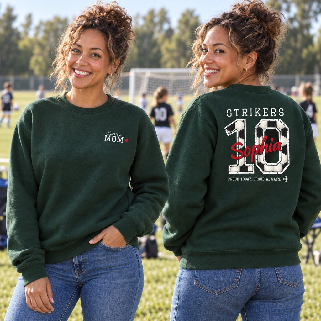 Personalized Soccer family jersey Sweatshirt - front and back