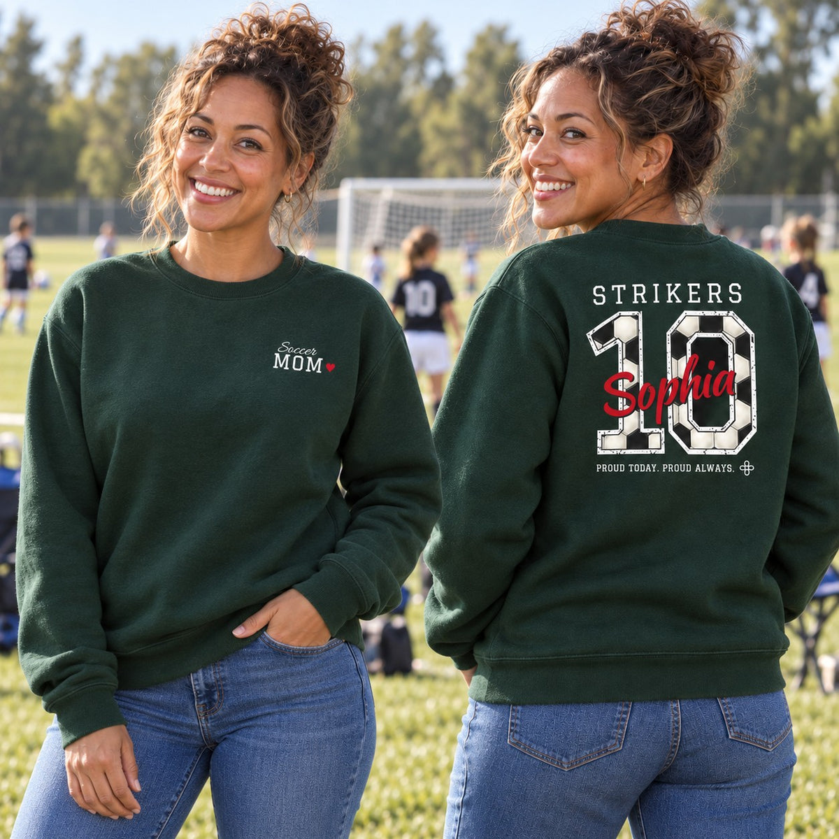 Personalized Soccer family jersey Sweatshirt - front and back