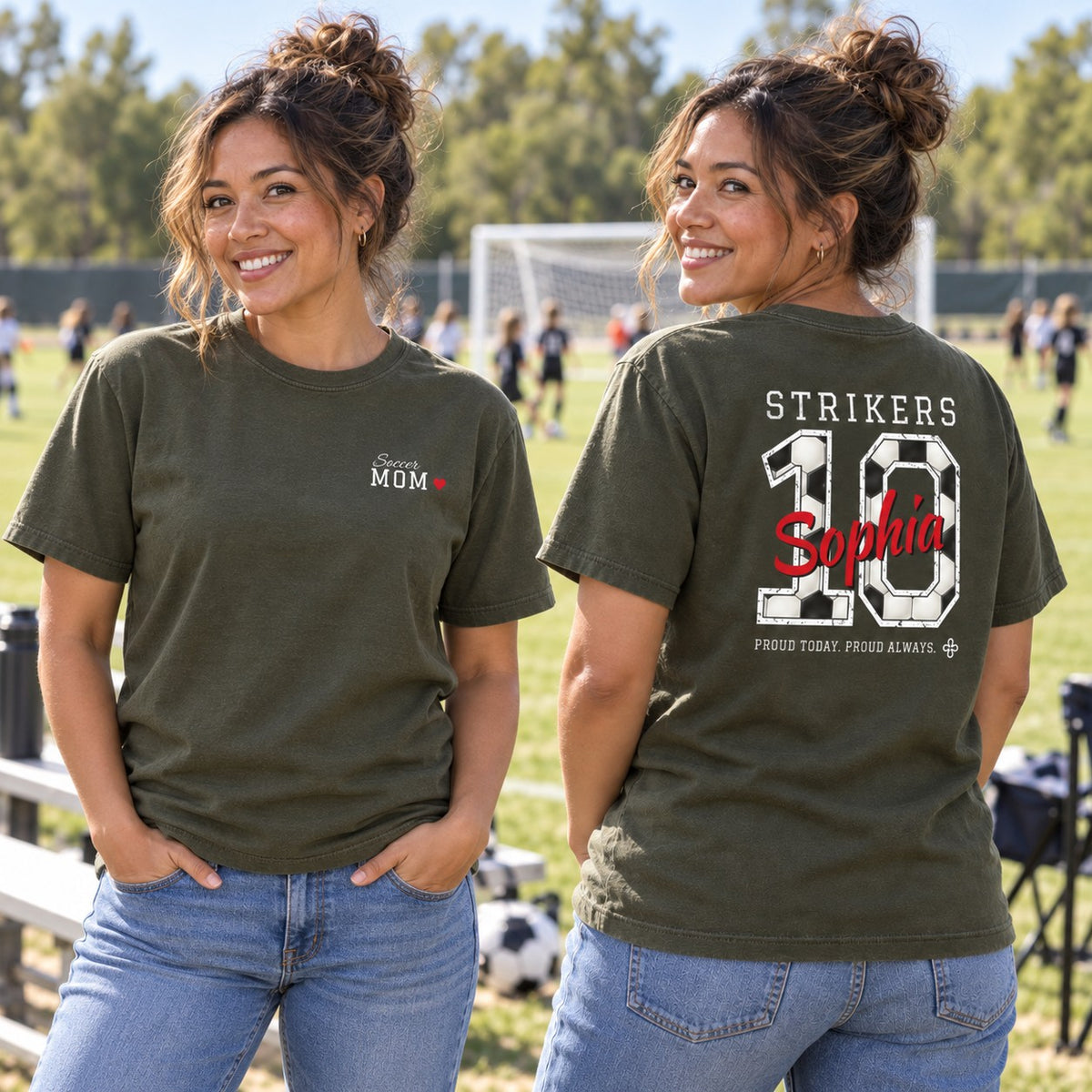 Personalized Soccer family jersey T-shirt - front and back
