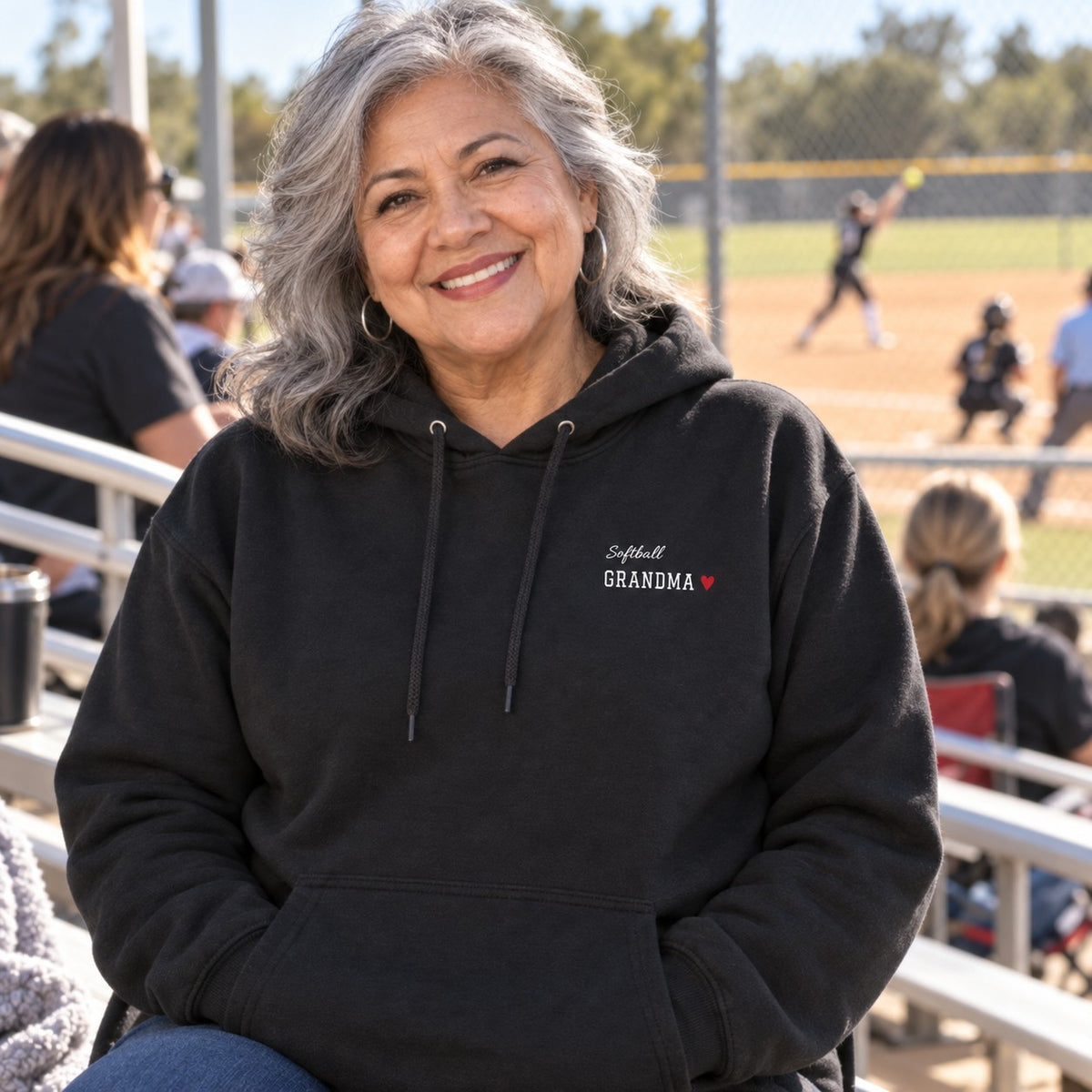 Personalized Softball family jersey Hoodie - front with custom name and little extra