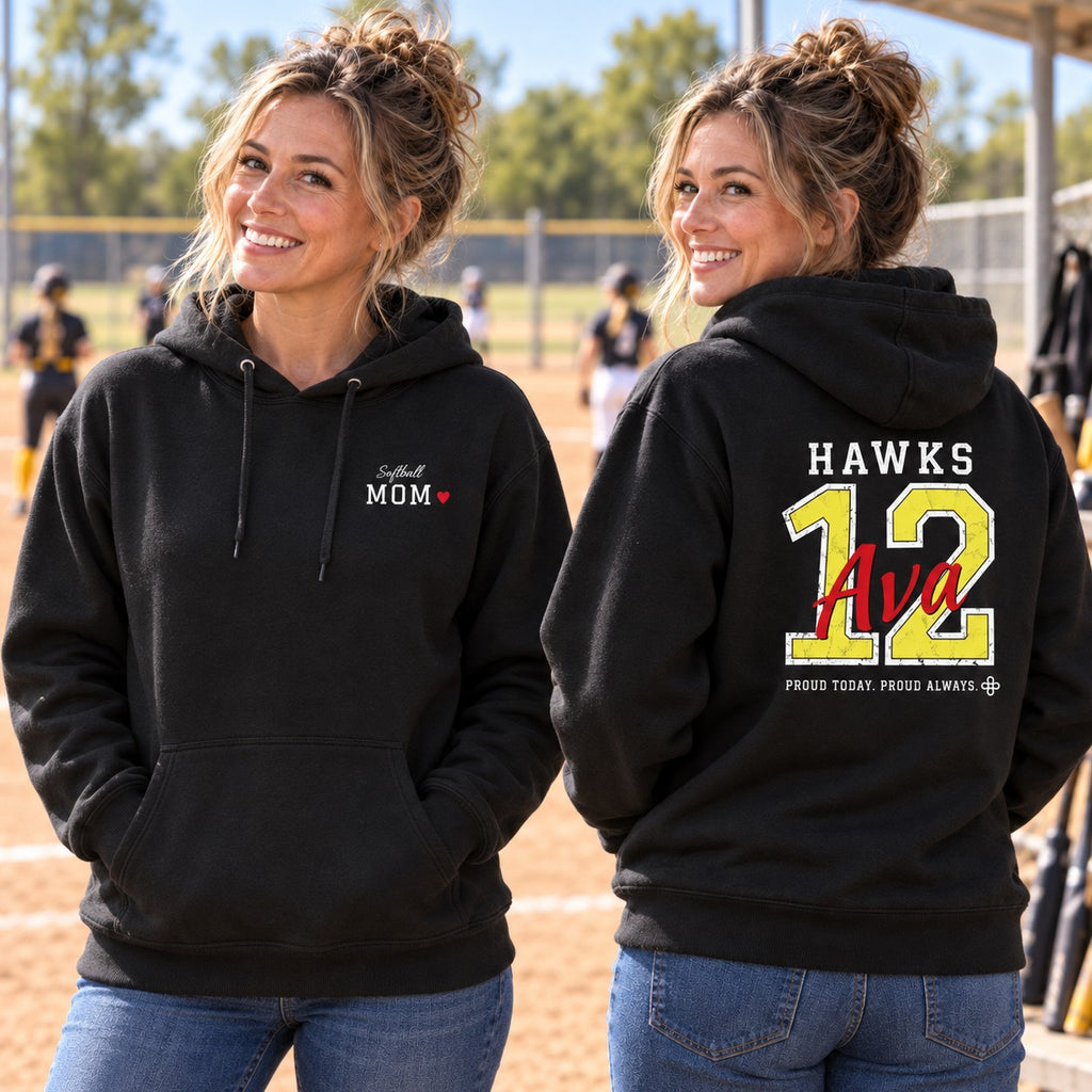 Personalized Softball family jersey Hoodie - front and back